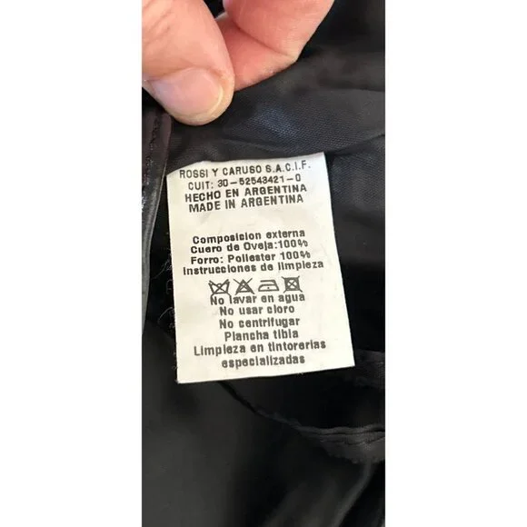 ROSSI & CARUSO Genuine Leather Pants Black Strait Cut Back Pockets Size Med - Picture 6 of 8